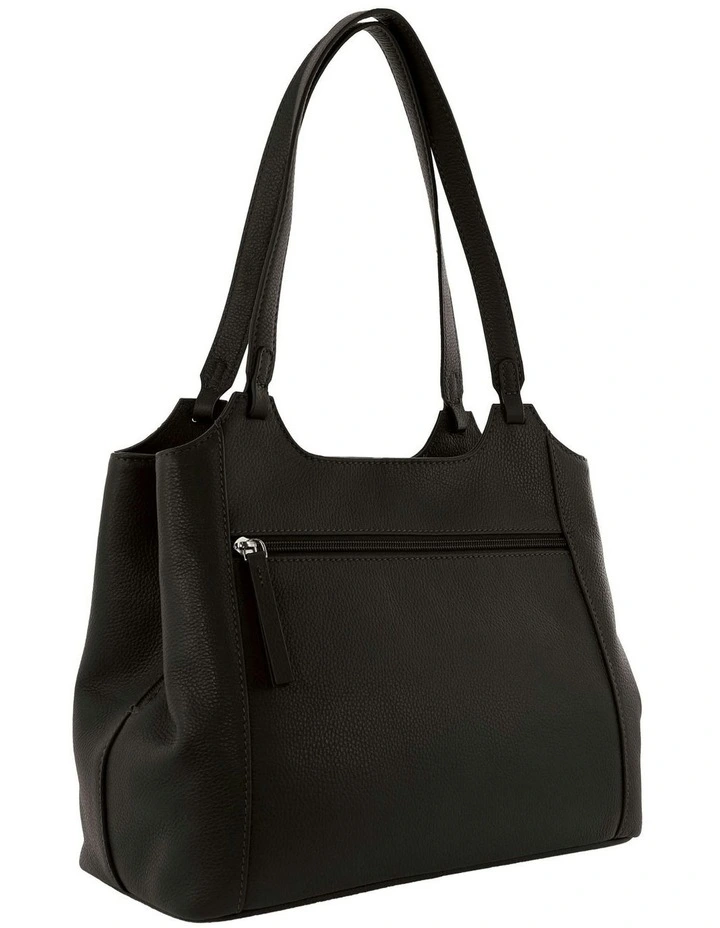 Leather Tote Bag in Black image 3
