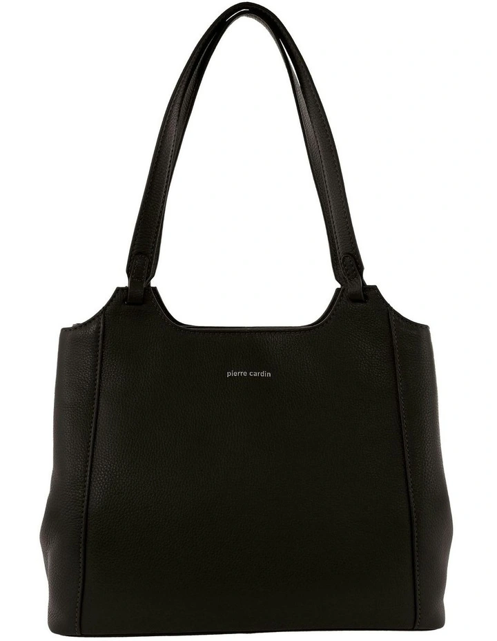 Leather Tote Bag in Black image 4