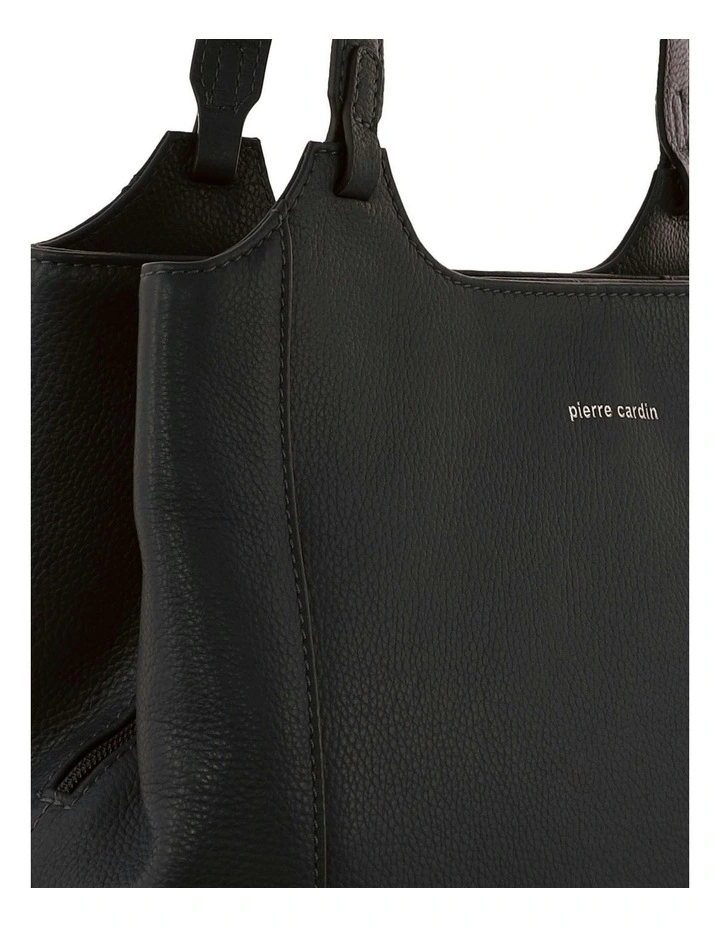 Leather Tote Bag in Black image 5