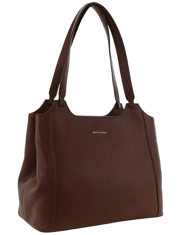 Leather Tote Bag in Chocolate image 1