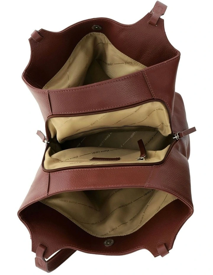 Leather Tote Bag in Chocolate image 2