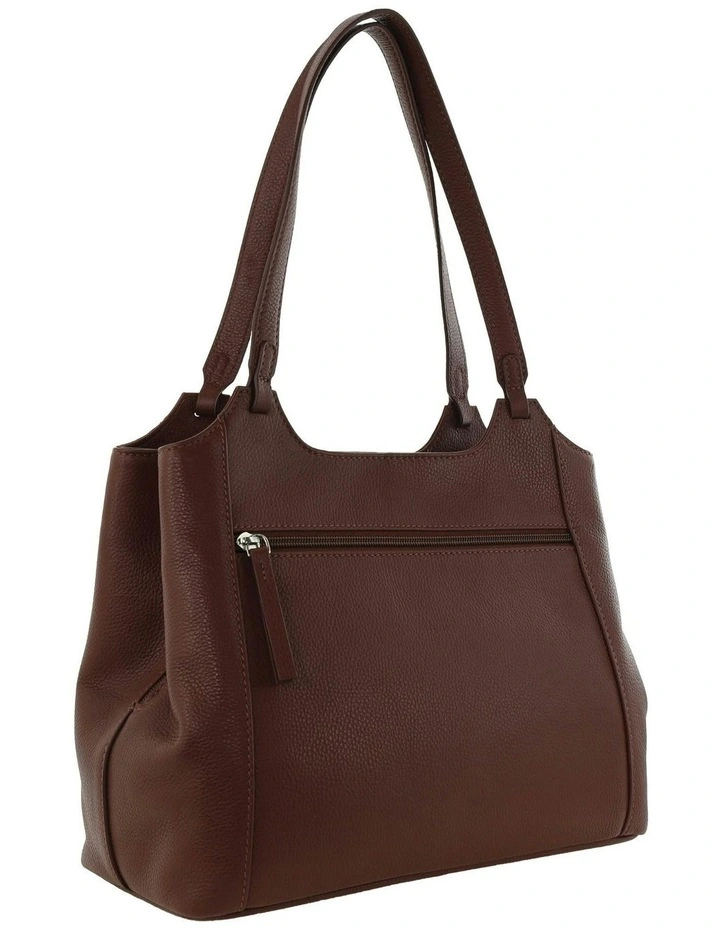 Leather Tote Bag in Chocolate image 3
