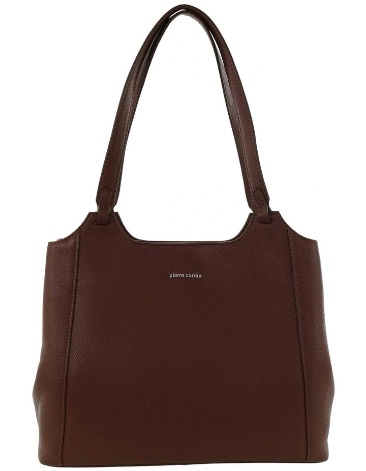 Leather Tote Bag in Chocolate image 4