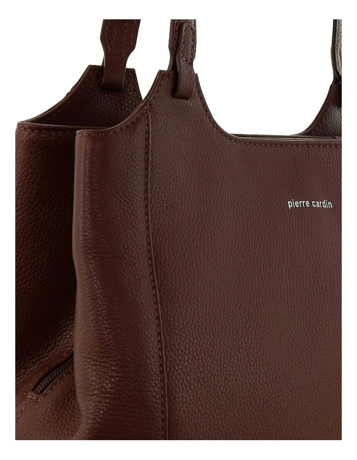 Leather Tote Bag in Chocolate image 5