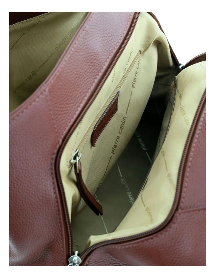 Leather Tote Bag in Chocolate image 6