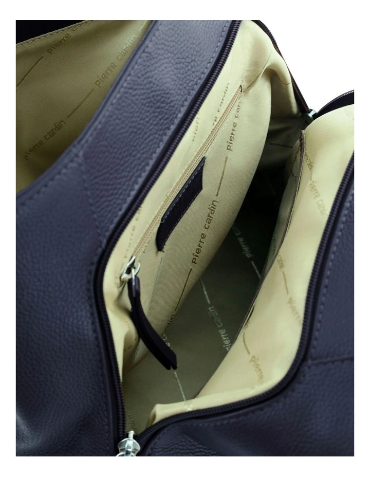 Leather Tote Bag in Navy image 6