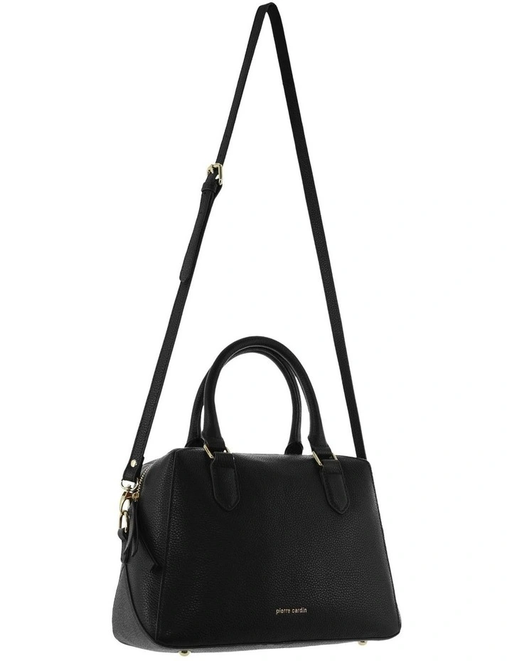 Leather Tote Crossbody Bag in Black image 1