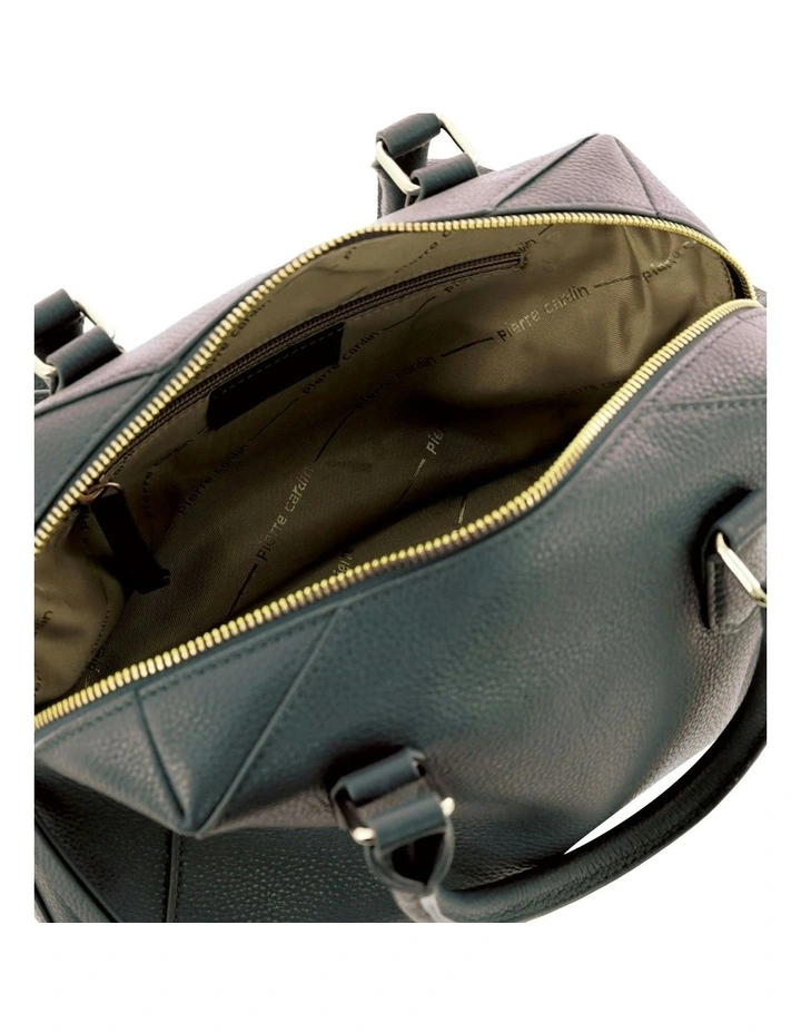 Leather Tote Crossbody Bag in Black image 2