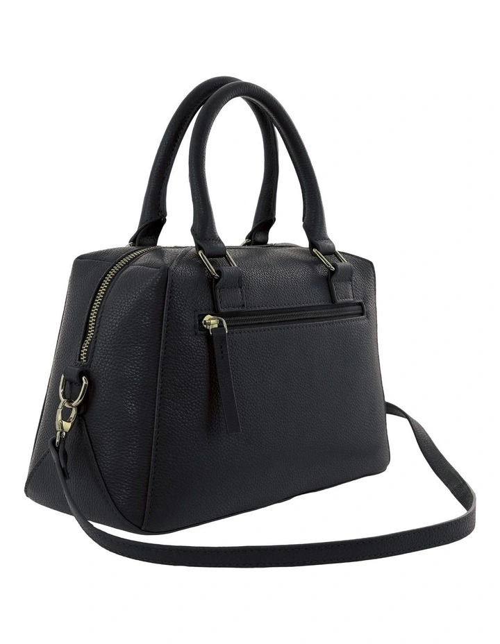 Leather Tote Crossbody Bag in Black image 4