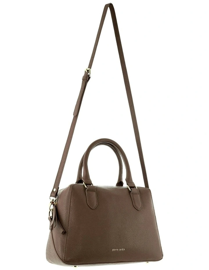 Leather Tote Crossbody Bag in Latte image 1