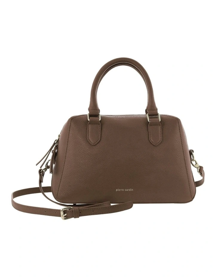 Leather Tote Crossbody Bag in Latte image 3