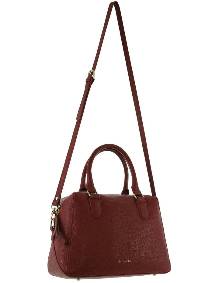 Leather Tote Crossbody Bag in Red image 1