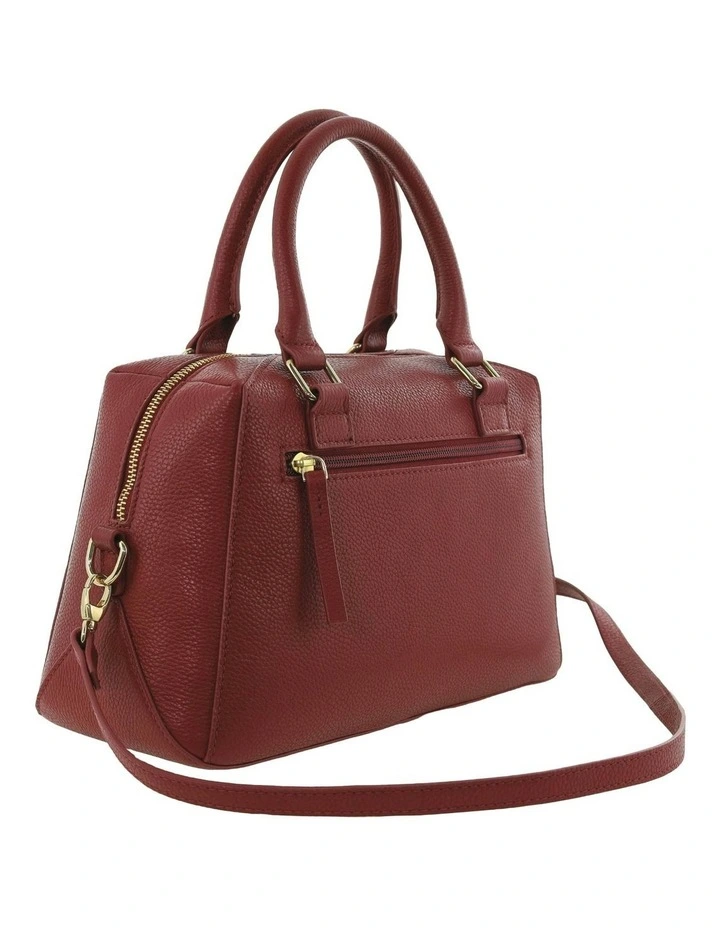 Leather Tote Crossbody Bag in Red image 4