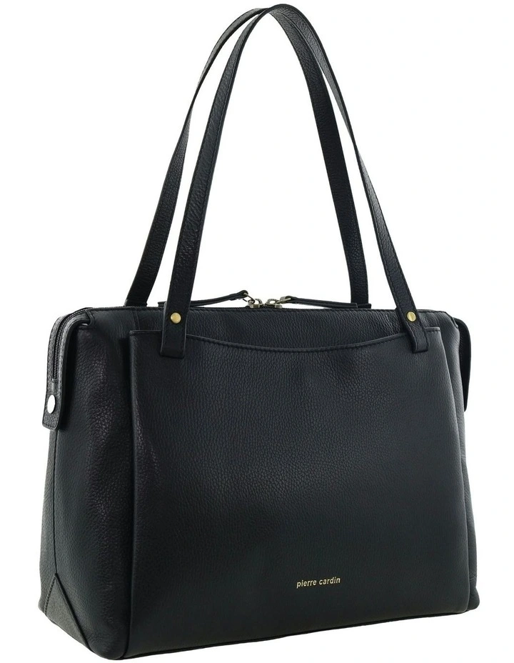Leather Tote Bag in Black image 1