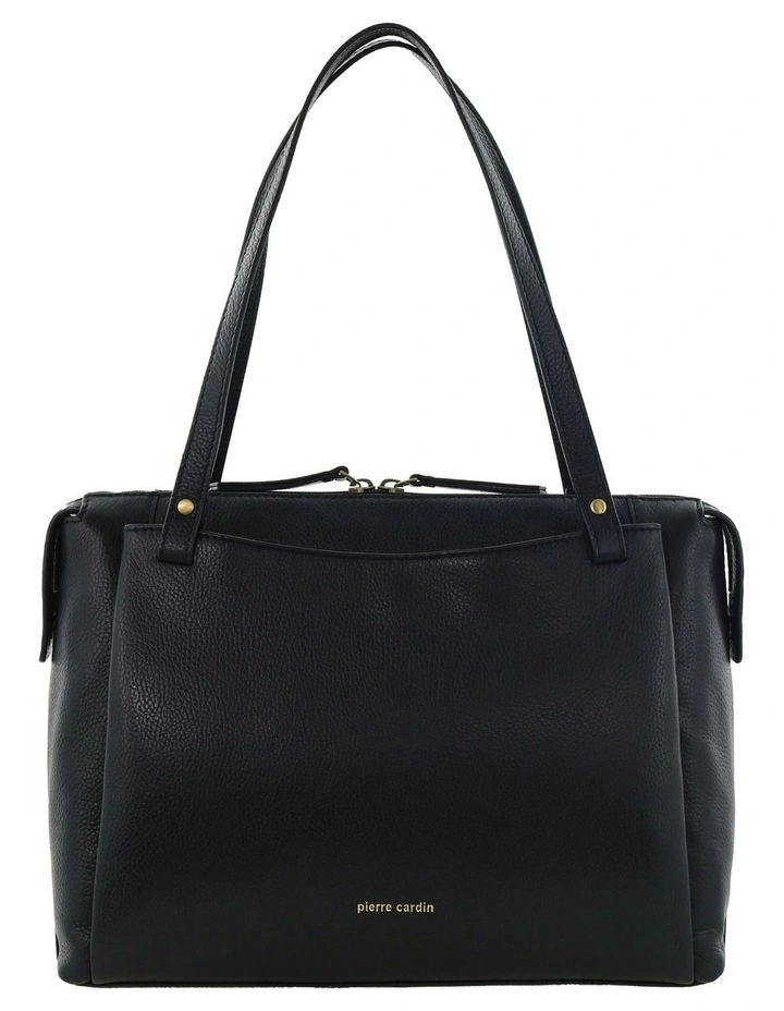 Leather Tote Bag in Black image 3