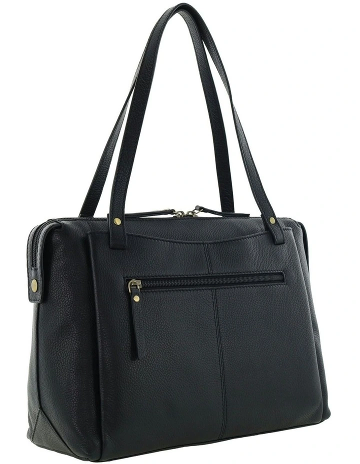 Leather Tote Bag in Black image 4
