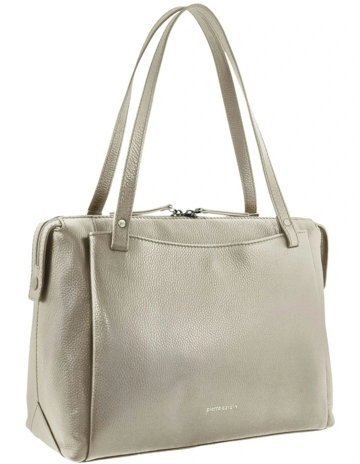 Leather Tote Bag in Bone image 1
