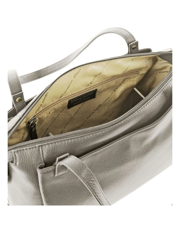 Leather Tote Bag in Bone image 2