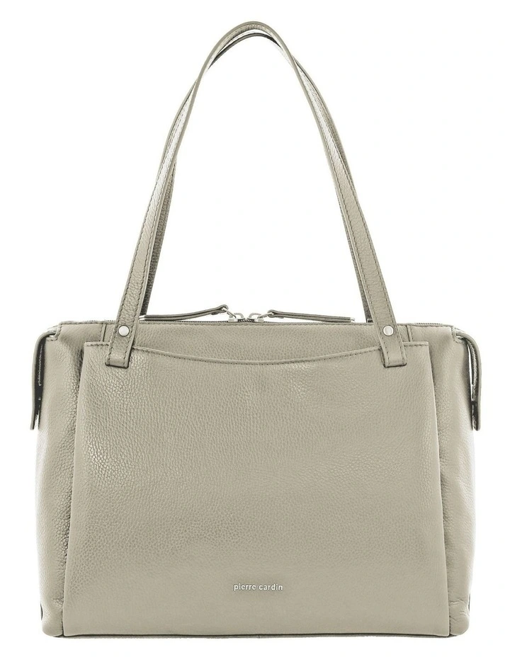 Leather Tote Bag in Bone image 3