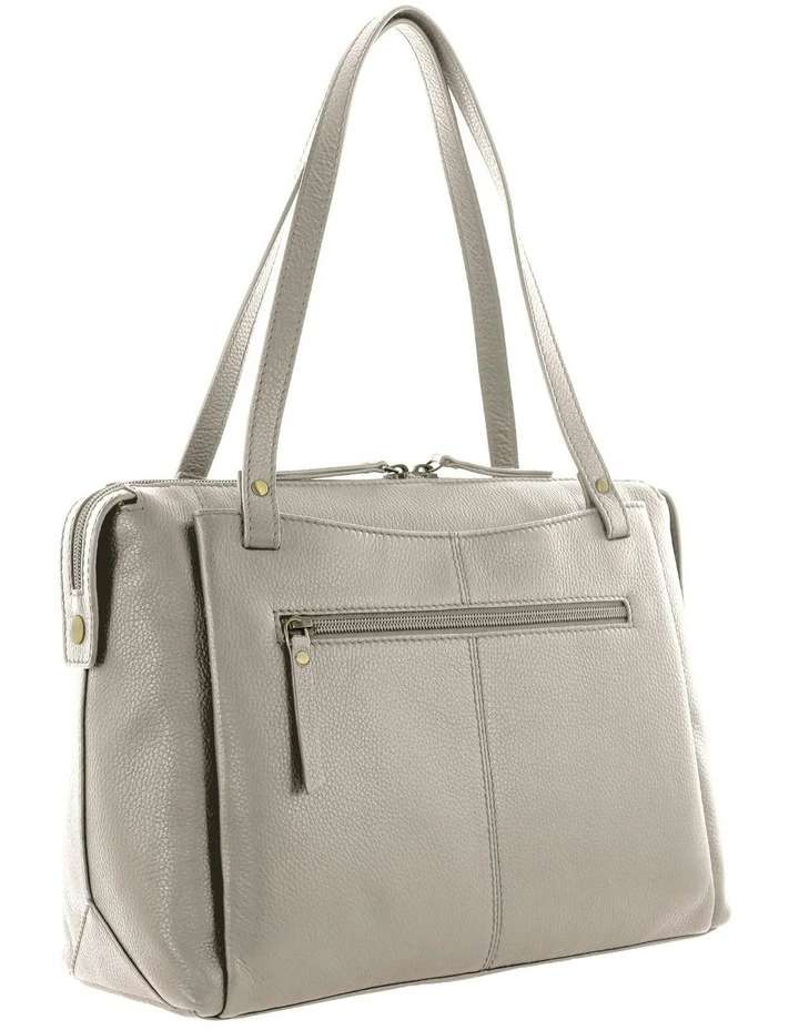 Leather Tote Bag in Bone image 4