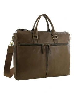 Italian Leather Business Briefcase/Messenger Bag in Oak