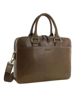 Leather Business Satchel Bag in Oak