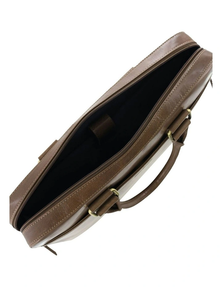 Leather Business Satchel Bag in Oak image 2
