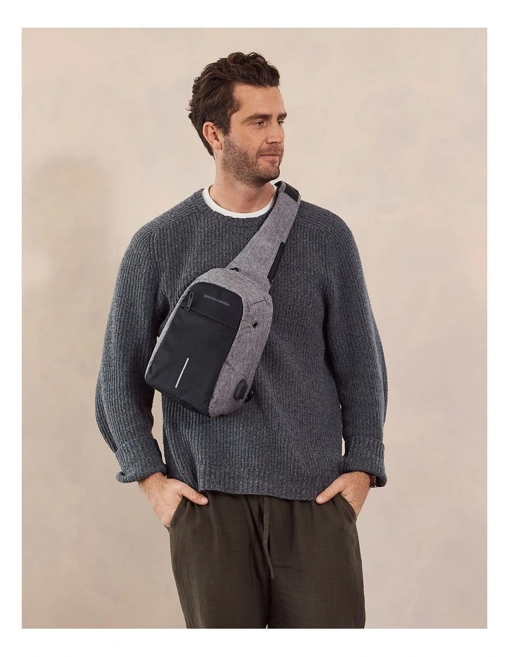 Nylon Sling Bag in Grey image 2