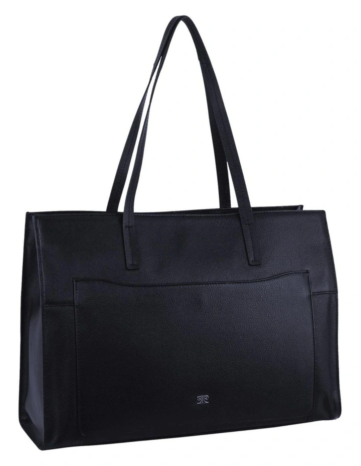 Ladies Leather Tote Bag in Navy image 1