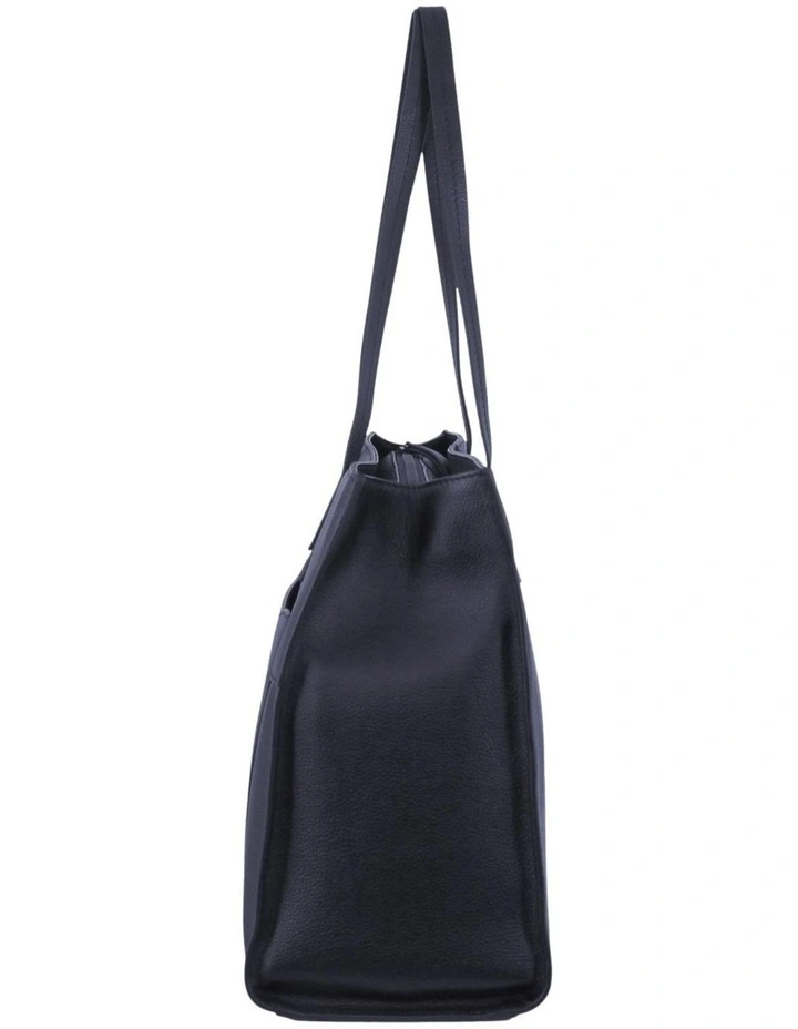 Ladies Leather Tote Bag in Navy image 3