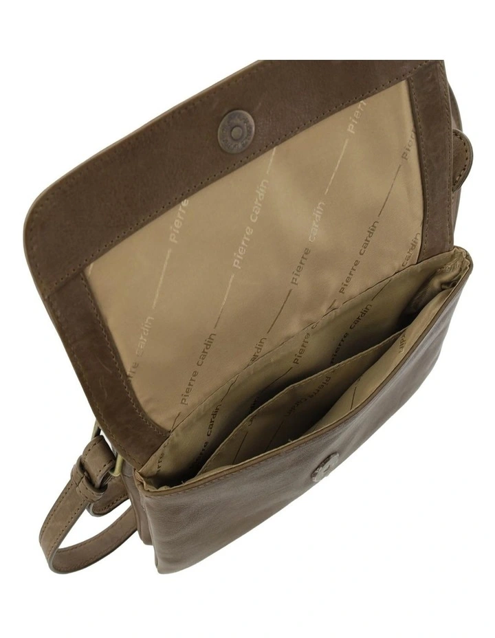 Leather Flap-Over Crossbody Bag in Oak image 2
