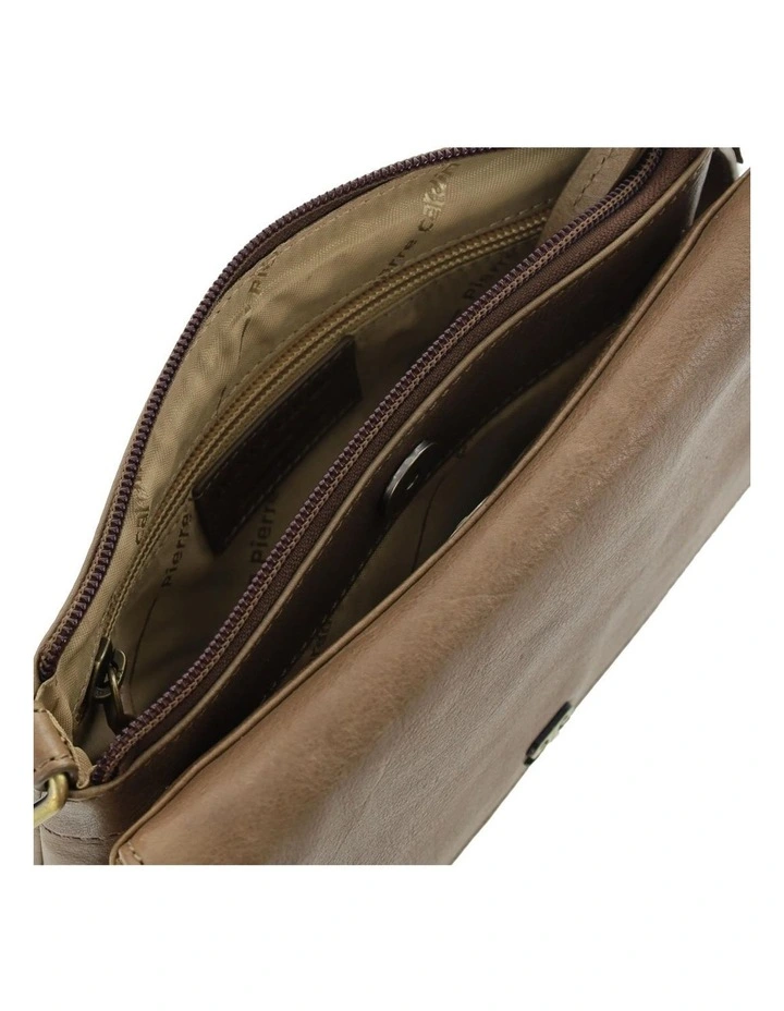 Leather Flap-Over Crossbody Bag in Oak image 3
