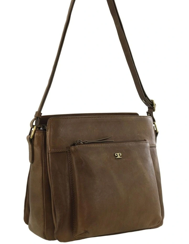 Leather Square Cross-Body Bag in Oak image 1