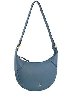 Leather Ladies Crescent Shoulder Bag in Blue