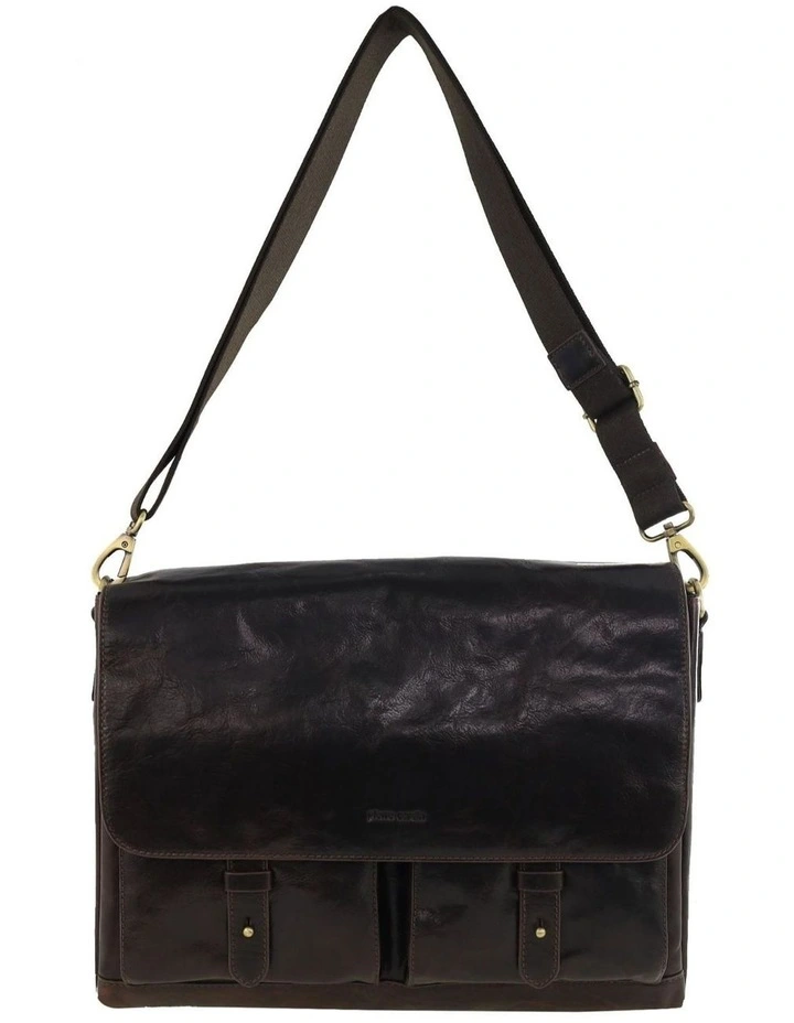 Leather Refined Messenger Bag in Chocolate image 3