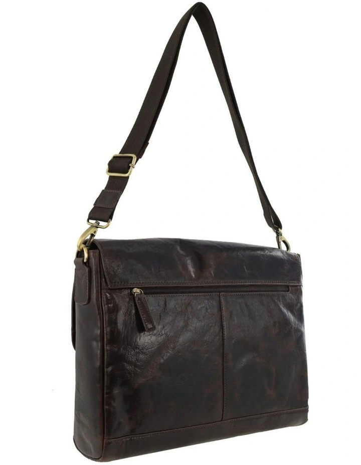 Leather Refined Messenger Bag in Chocolate image 4