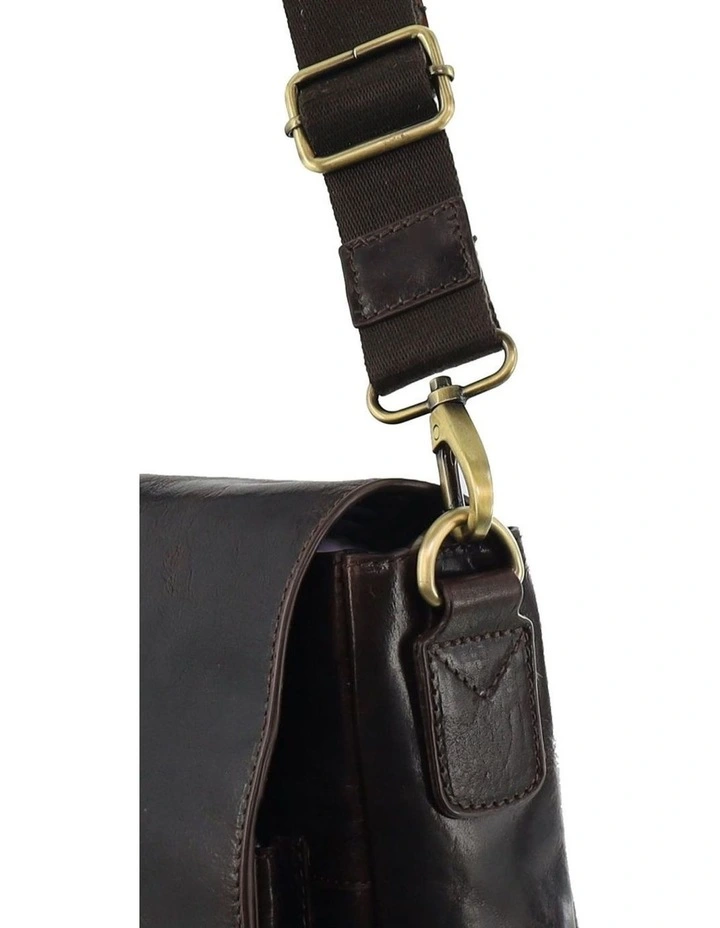 Leather Refined Messenger Bag in Chocolate image 6