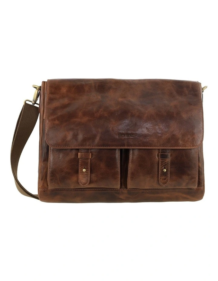Leather Refined Messenger Bag in Cognac image 2