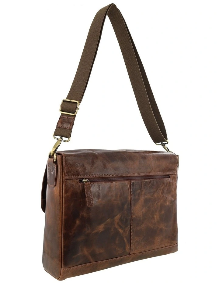 Leather Refined Messenger Bag in Cognac image 4