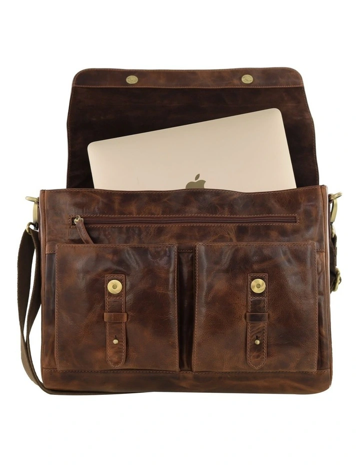 Leather Refined Messenger Bag in Cognac image 5