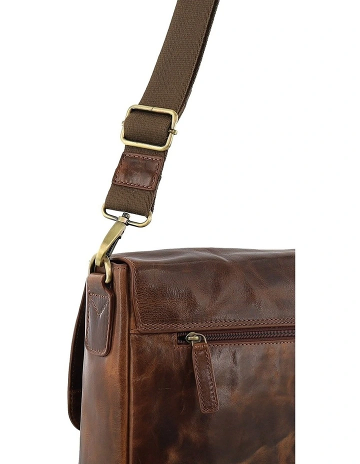 Leather Refined Messenger Bag in Cognac image 6