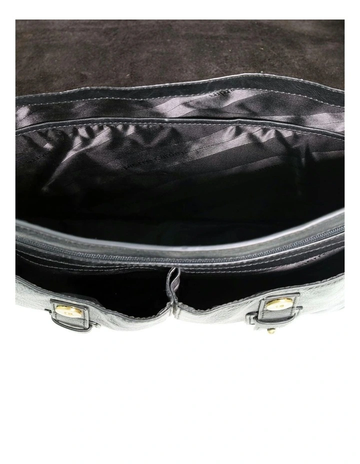 Leather Rustic Messenger Bag in Black image 2