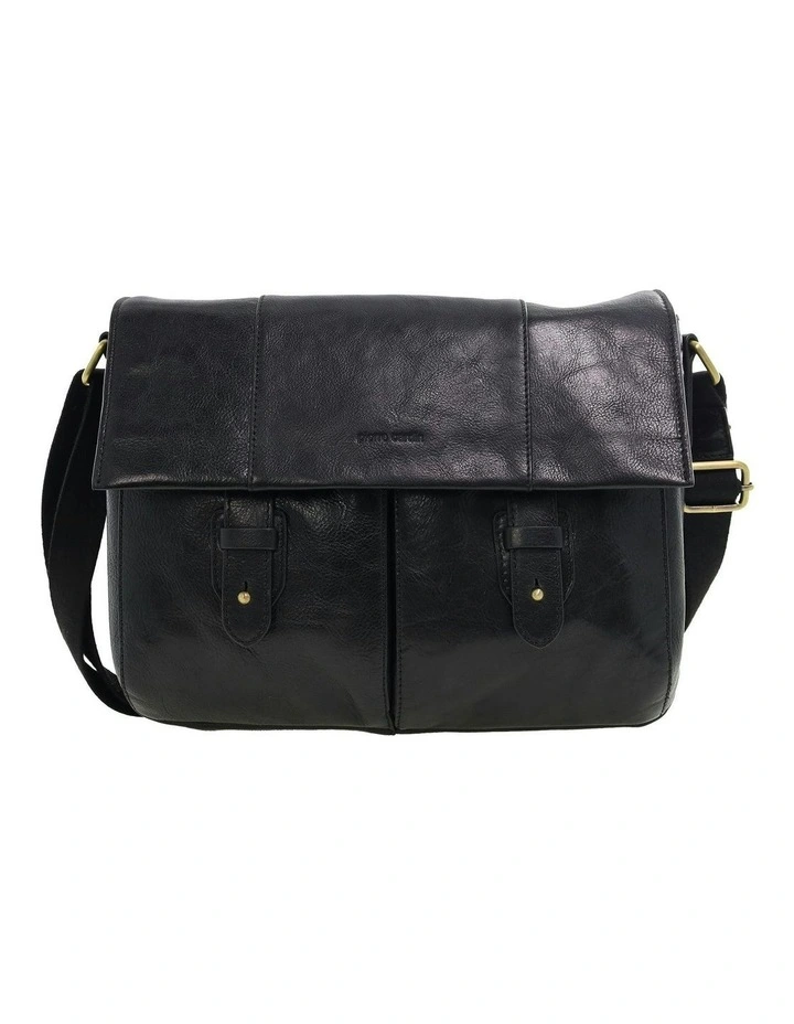 Leather Rustic Messenger Bag in Black image 3