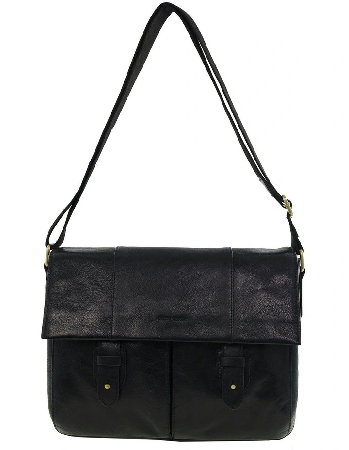 Leather Rustic Messenger Bag in Black image 4