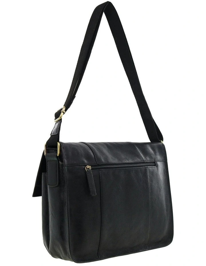 Leather Rustic Messenger Bag in Black image 5