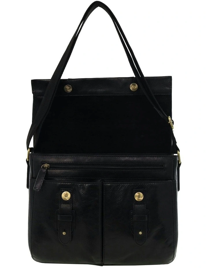 Leather Rustic Messenger Bag in Black image 6