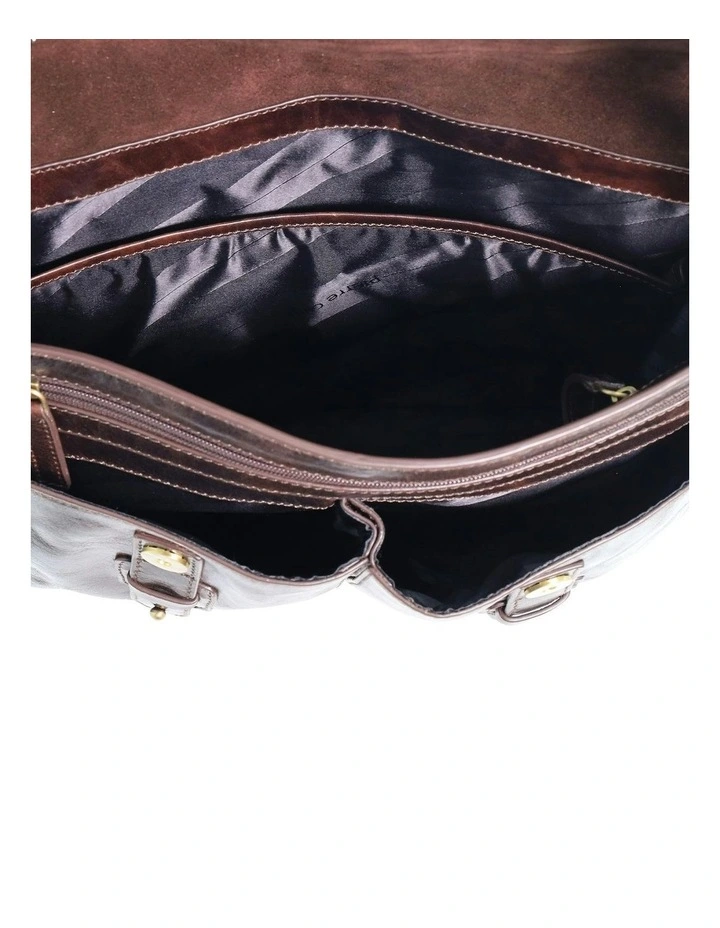 Leather Rustic Messenger Bag in Chocolate image 2