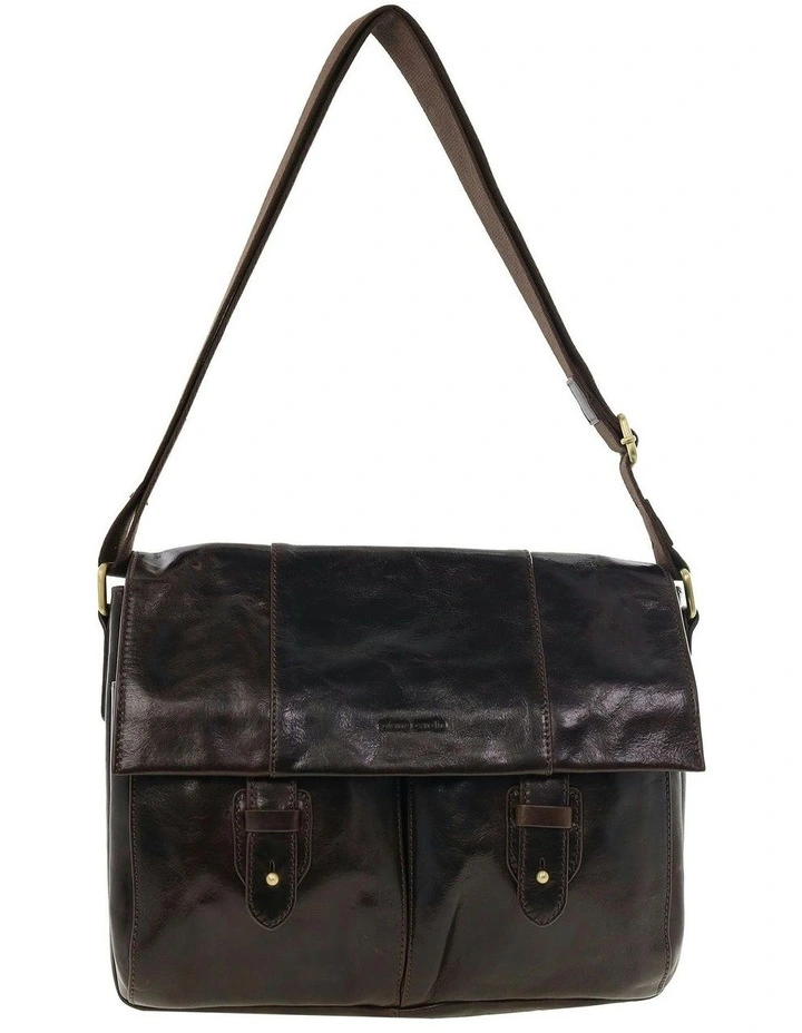 Leather Rustic Messenger Bag in Chocolate image 3