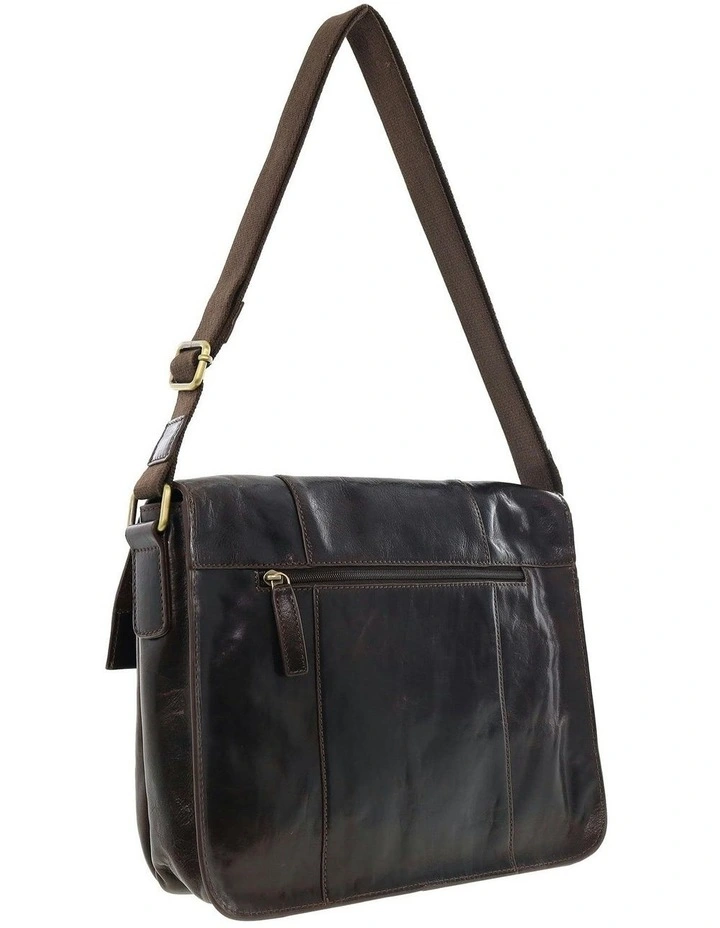 Leather Rustic Messenger Bag in Chocolate image 4