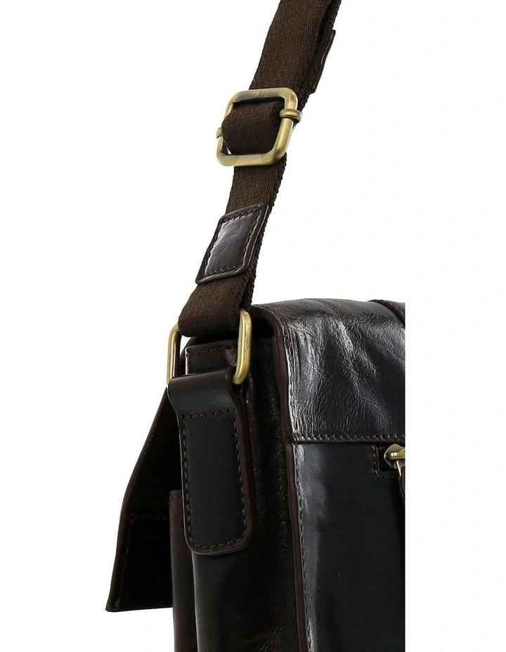 Leather Rustic Messenger Bag in Chocolate image 6